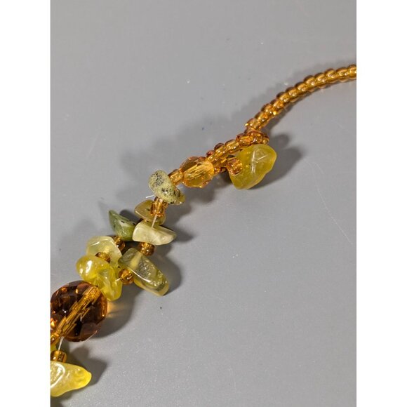 Artisan Green Stone Larve Oval Leather Back Collar Statement Necklace Boho Triba - Picture 9 of 15